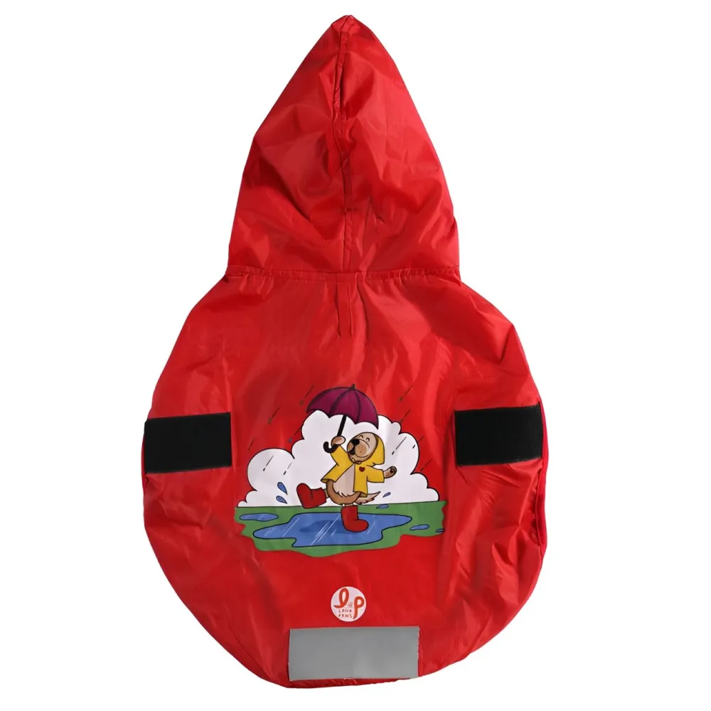 Lana Paws Just Wanna Have Fun Printed Raincoat for Dogs (Red)