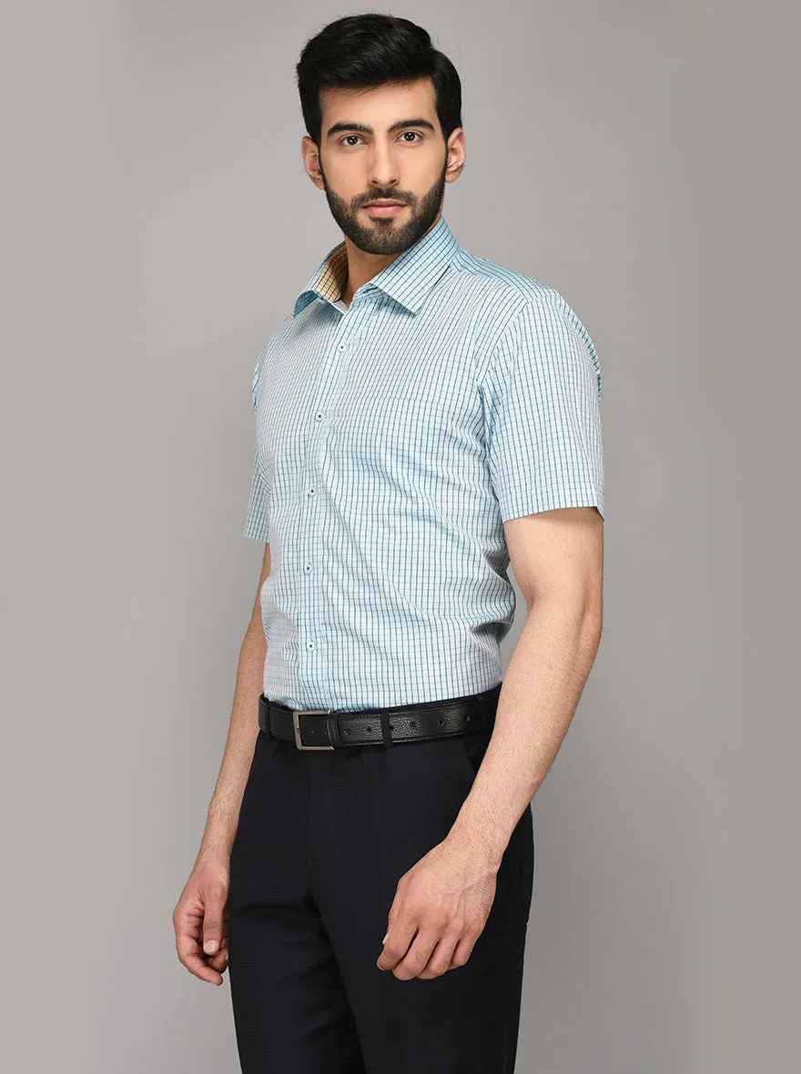 Light Blue Checked Regular Fit Formal Shirt