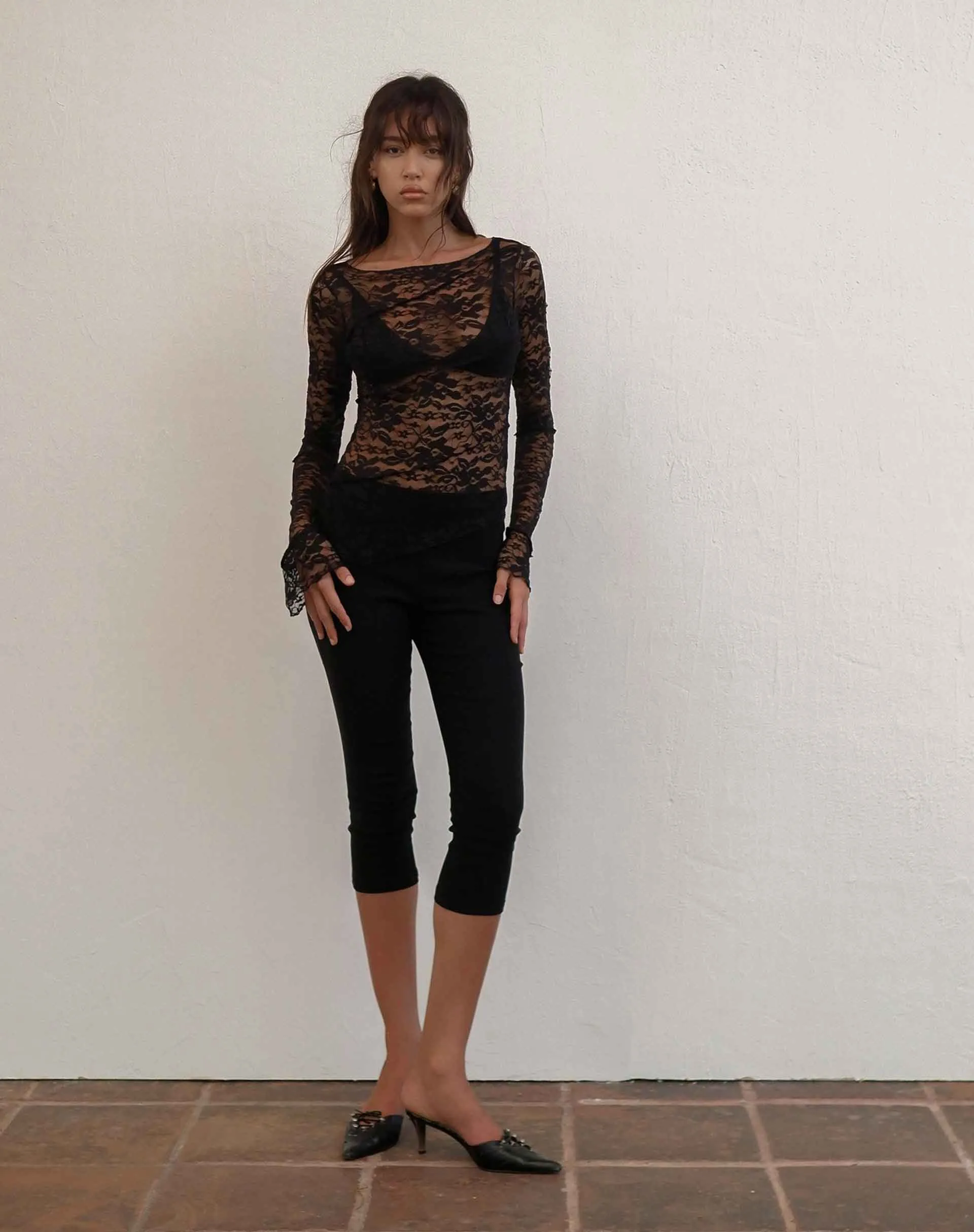 Lubica Long Sleeve Top in Lace Black