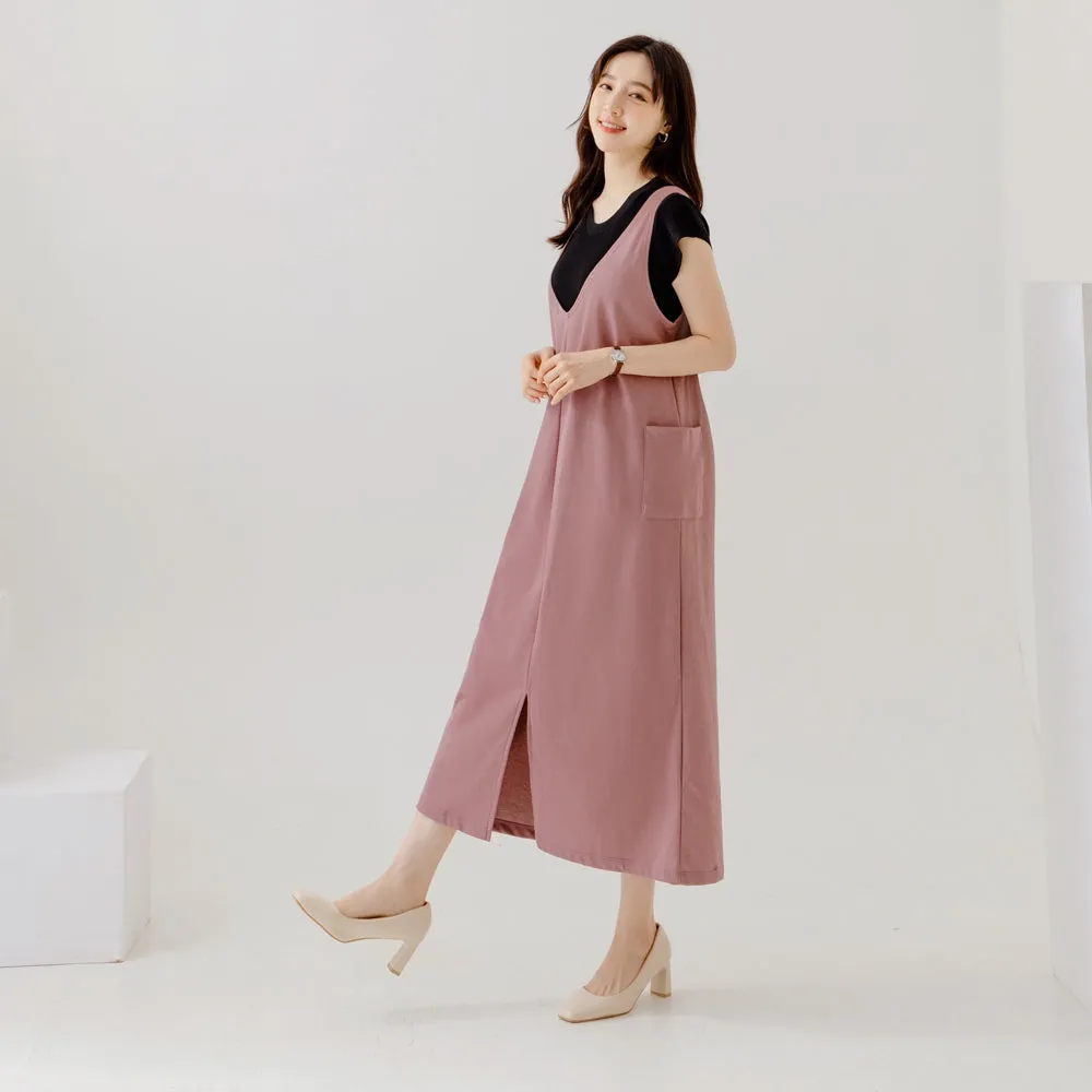 Maternity Cotton Long Maxi Sleeveless Tank Dress