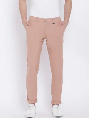 Men Casual Solid Beige Chinos