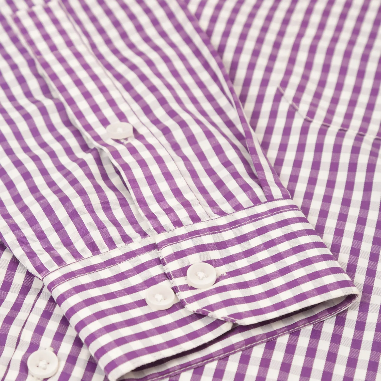 Men's Cotton Checked Button Down Collar Formal Shirts ( SF 810Purple ) - Jainish