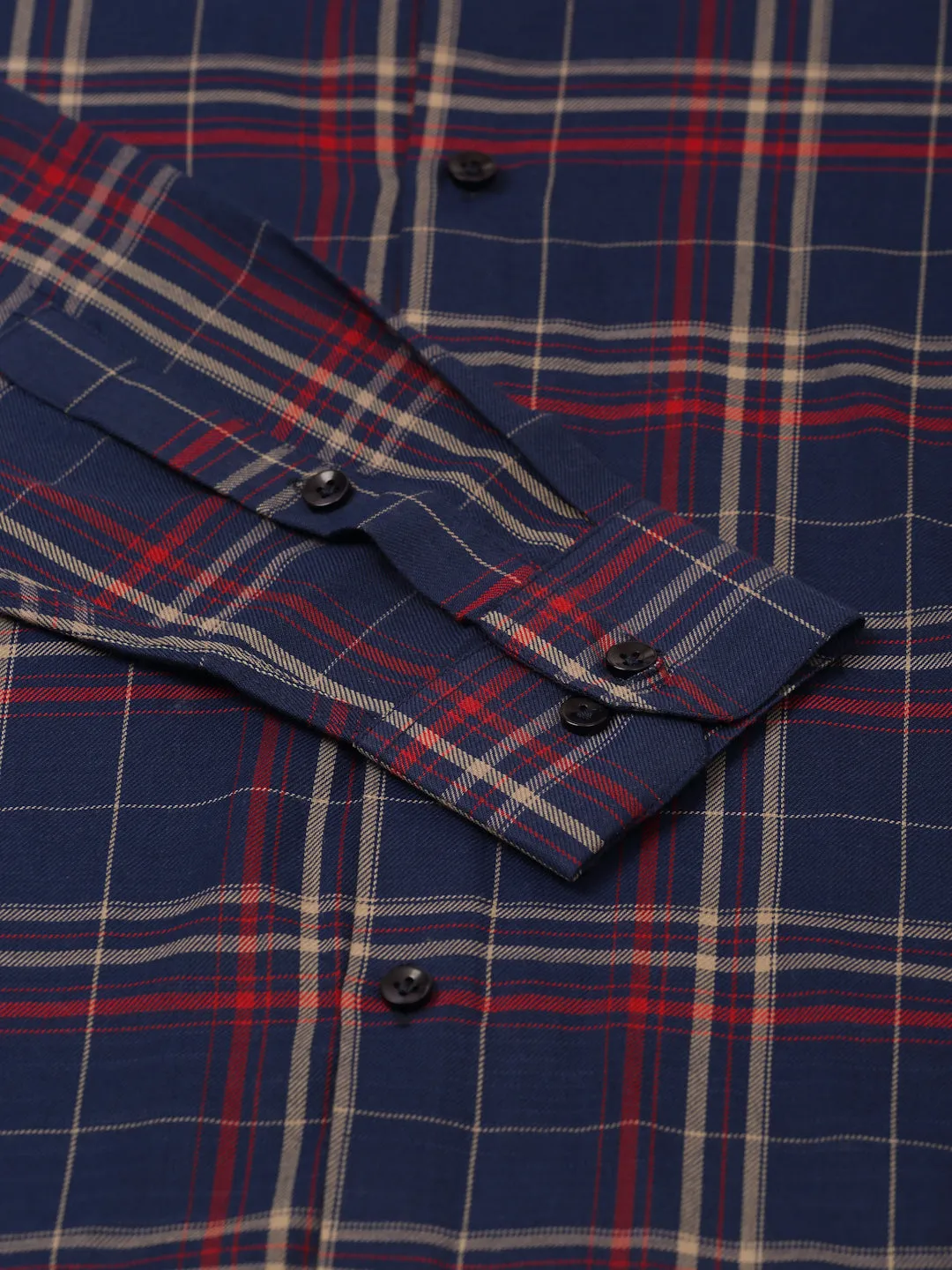 Men's Cotton Checked Formal Shirts ( SF 819Navy ) - Jainish