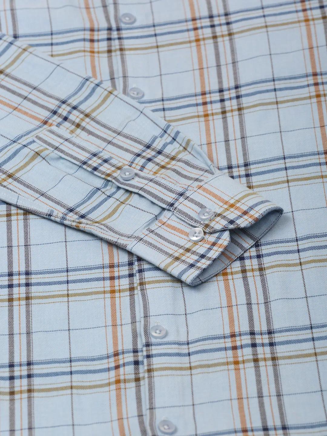 Men's Cotton Checked Formal Shirts ( SF 819Sky ) - Jainish