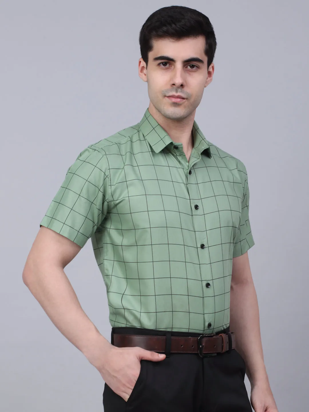 Men's Cotton Half Sleeve Checked Formal Shirts - Taantav