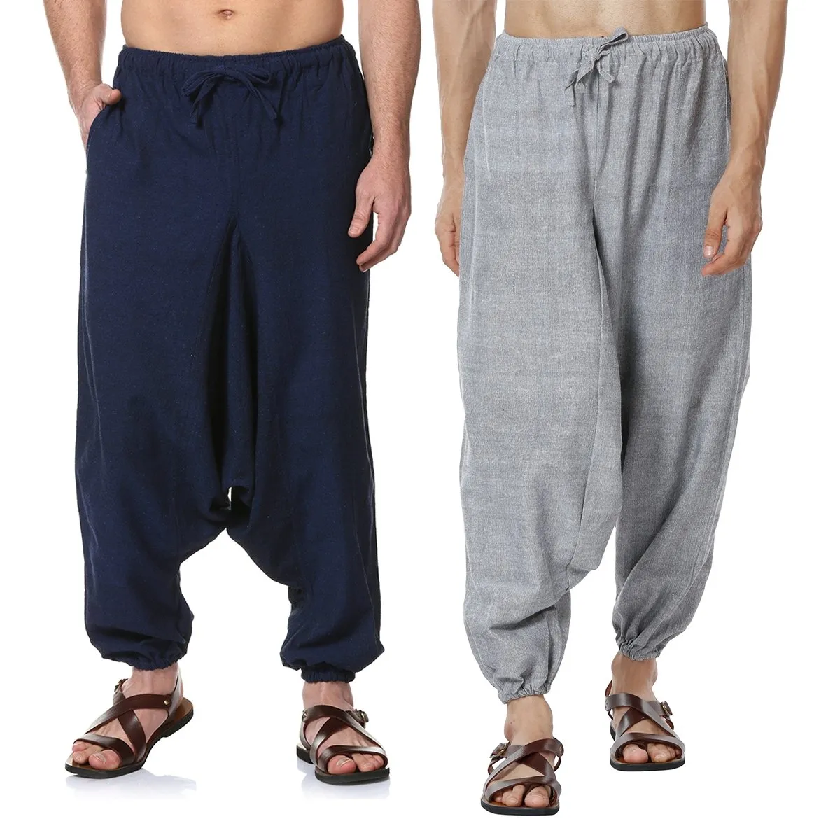 Men's Harem Pack of 2 | Dark Blue & Grey | Fits Waist Sizes 28 to 36 Inches