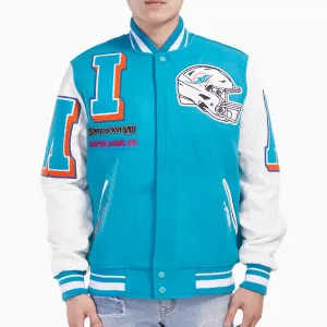 Men's Miami Dolphins NFL Mash Up Rib Wool Varsity Jacket