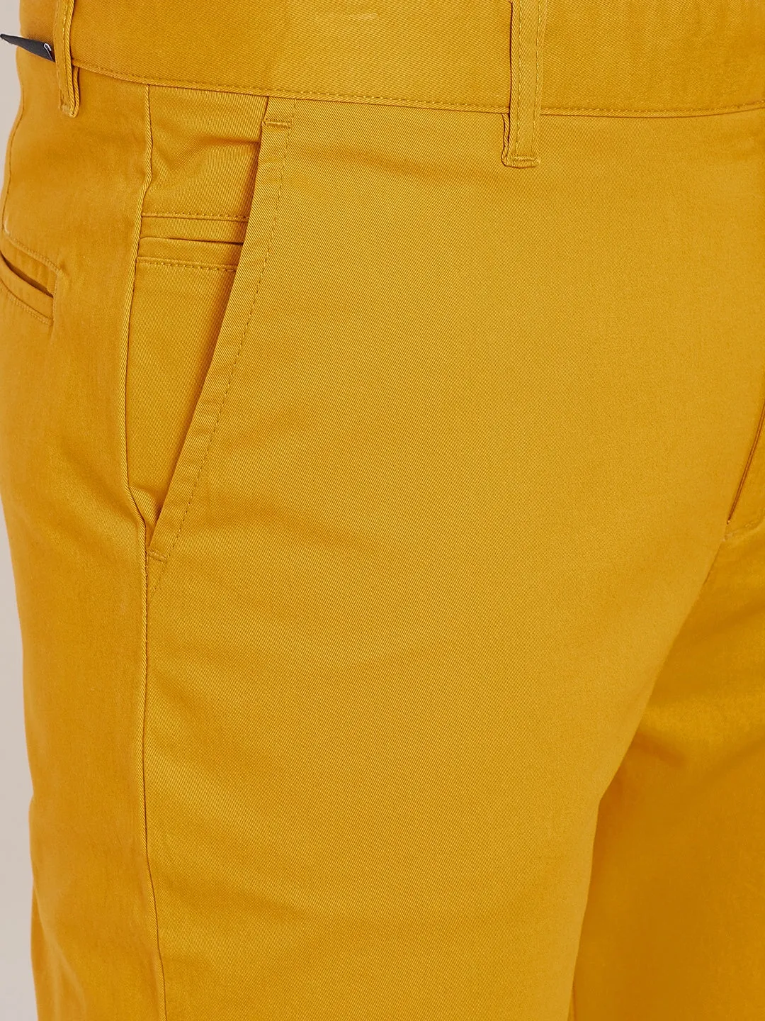 Men's Mustard Stretch Washed Casual Tailored Fit Chinos