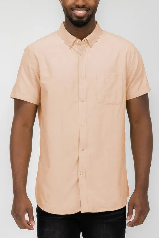 MENS PASTEL COLOR SHORT SLEEVE BUTTON DOWN