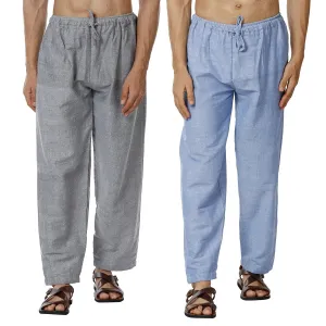 Men's Pyjama Pack of 2 | Blue and Grey | Fits Waist Sizes 28" to 36"