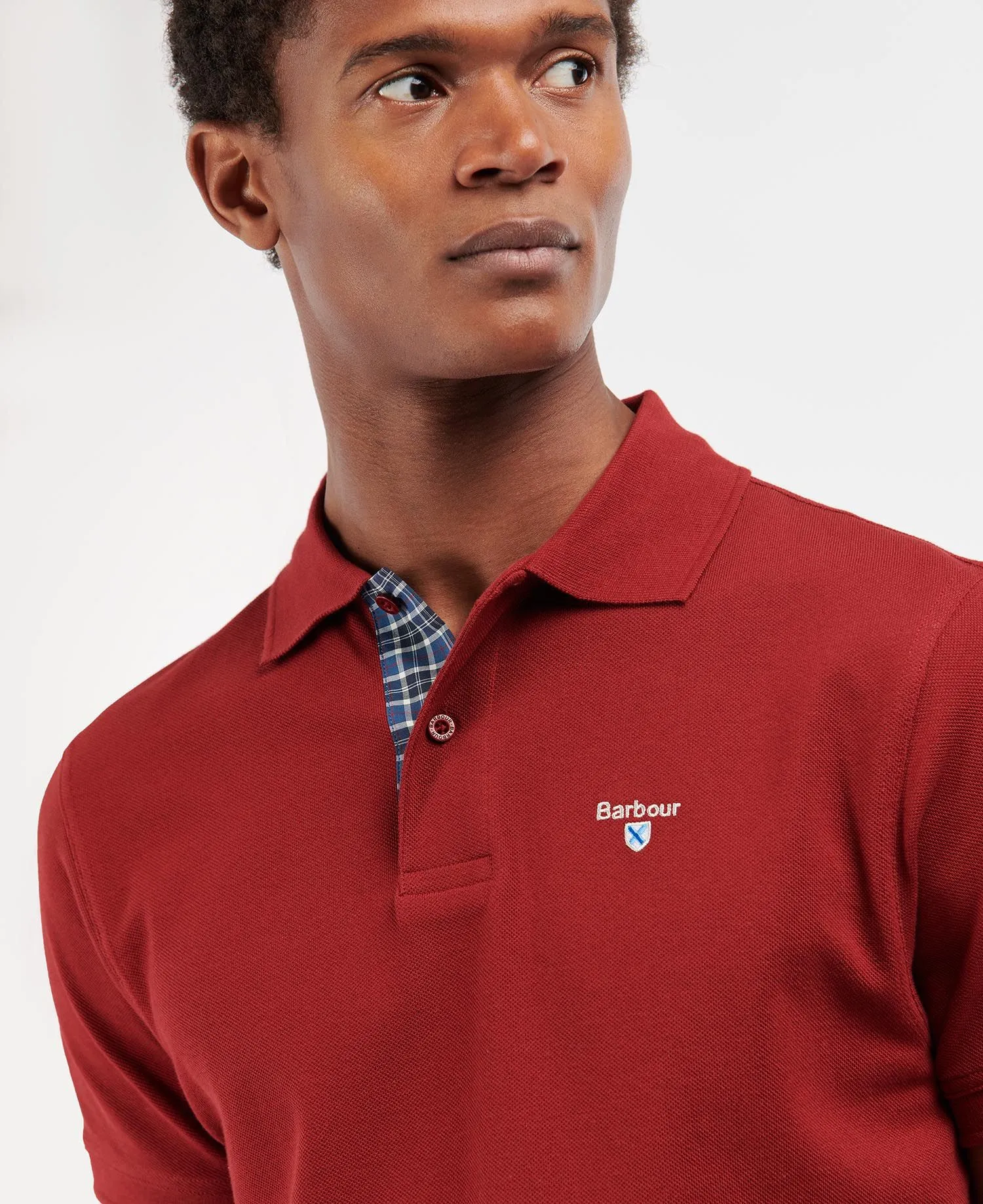 Men's Tartan Pique Polo - Wine