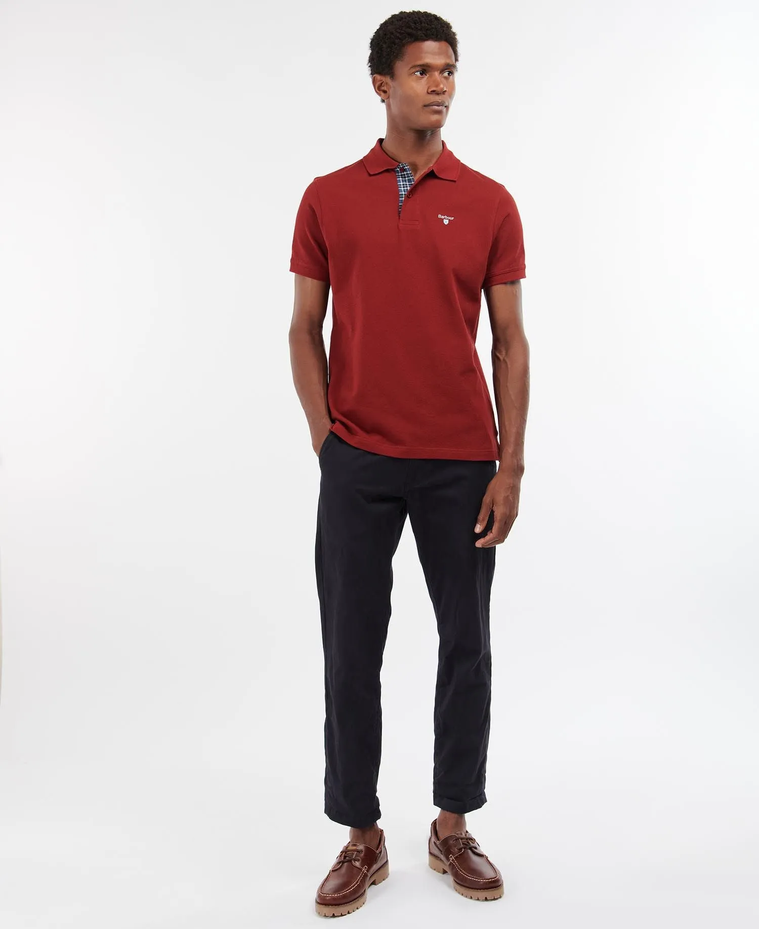 Men's Tartan Pique Polo - Wine