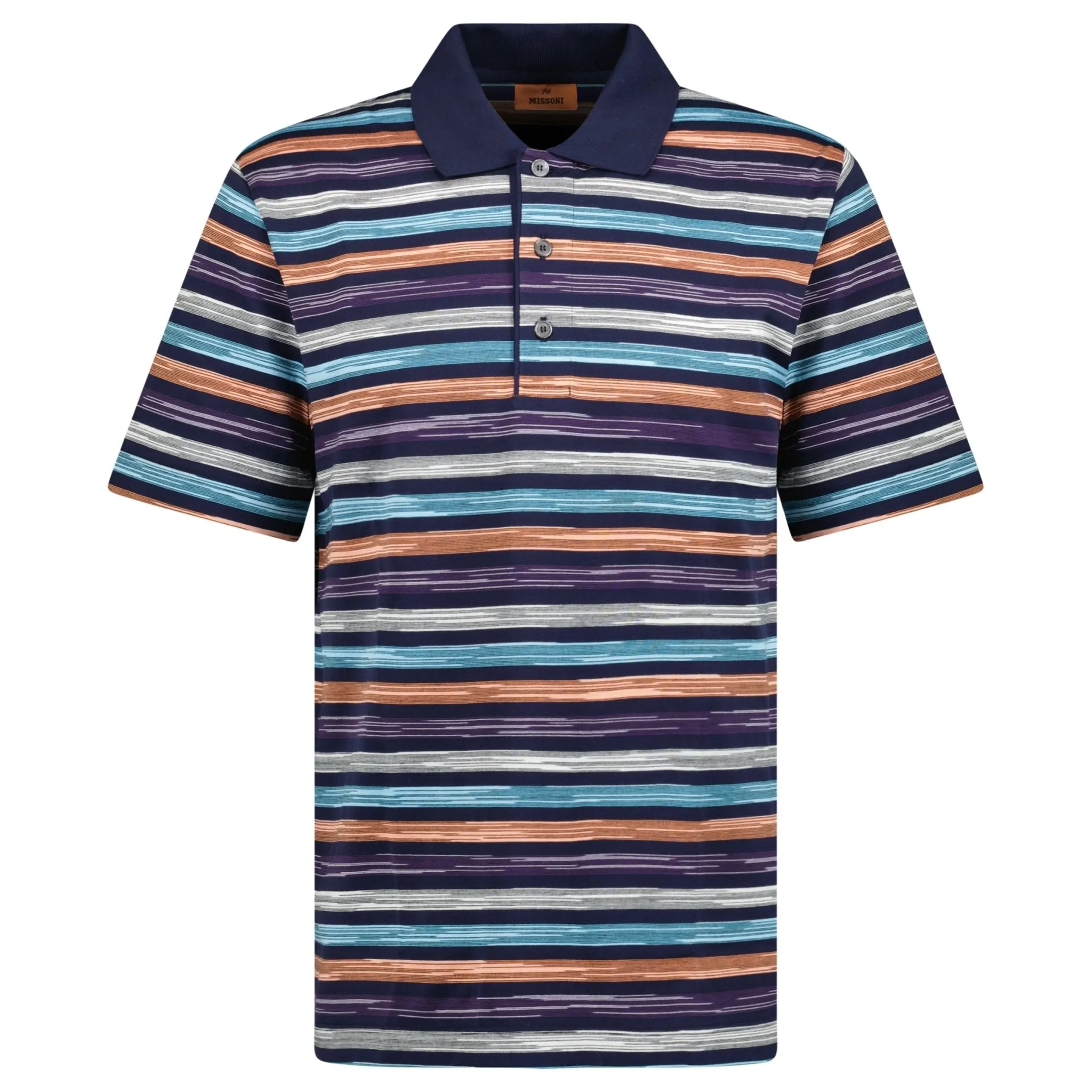 MISSONI SHORT SLEEVED STRIPE POLO SHIRT MULTICOLOURED