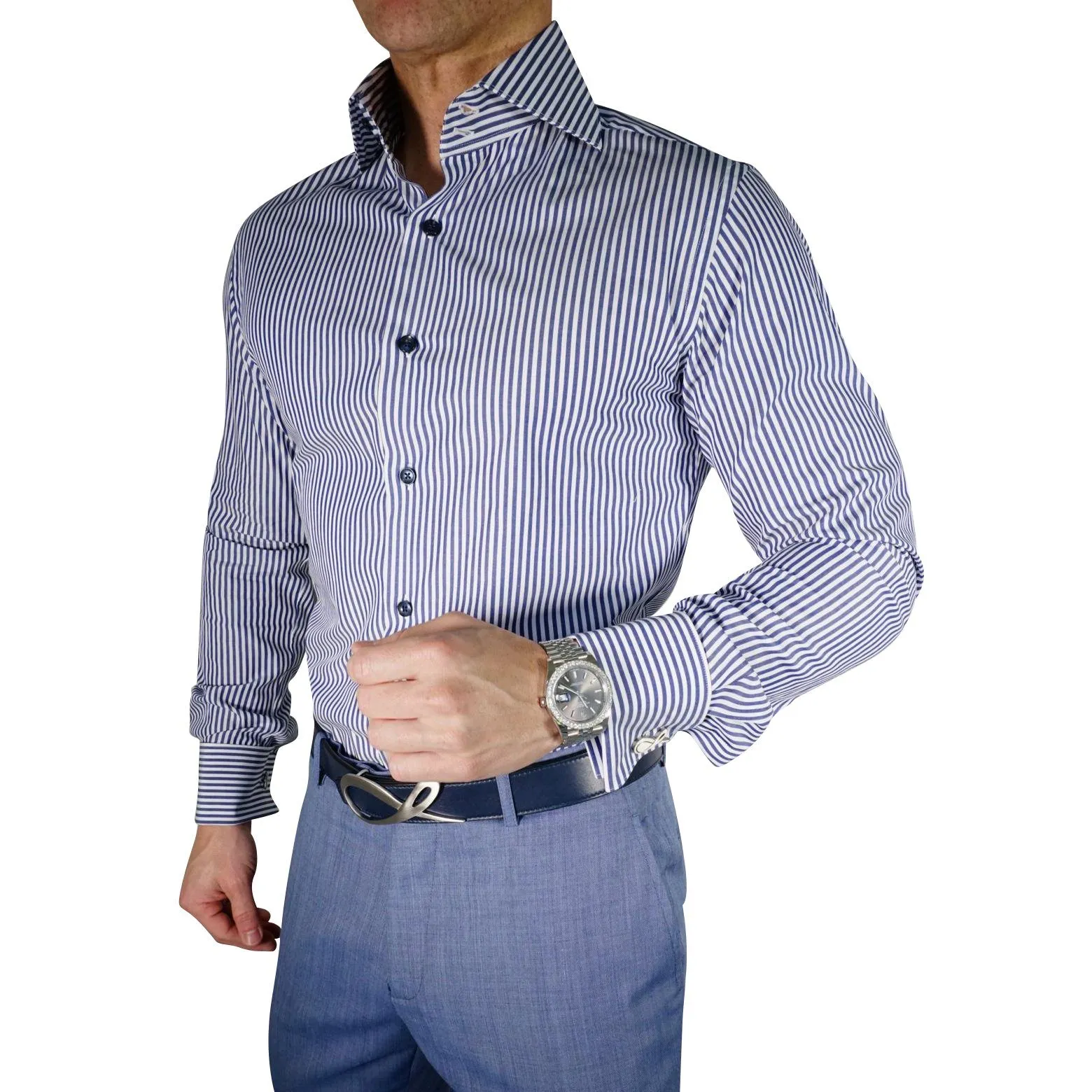 Navy Awning Poplin Dress Shirt