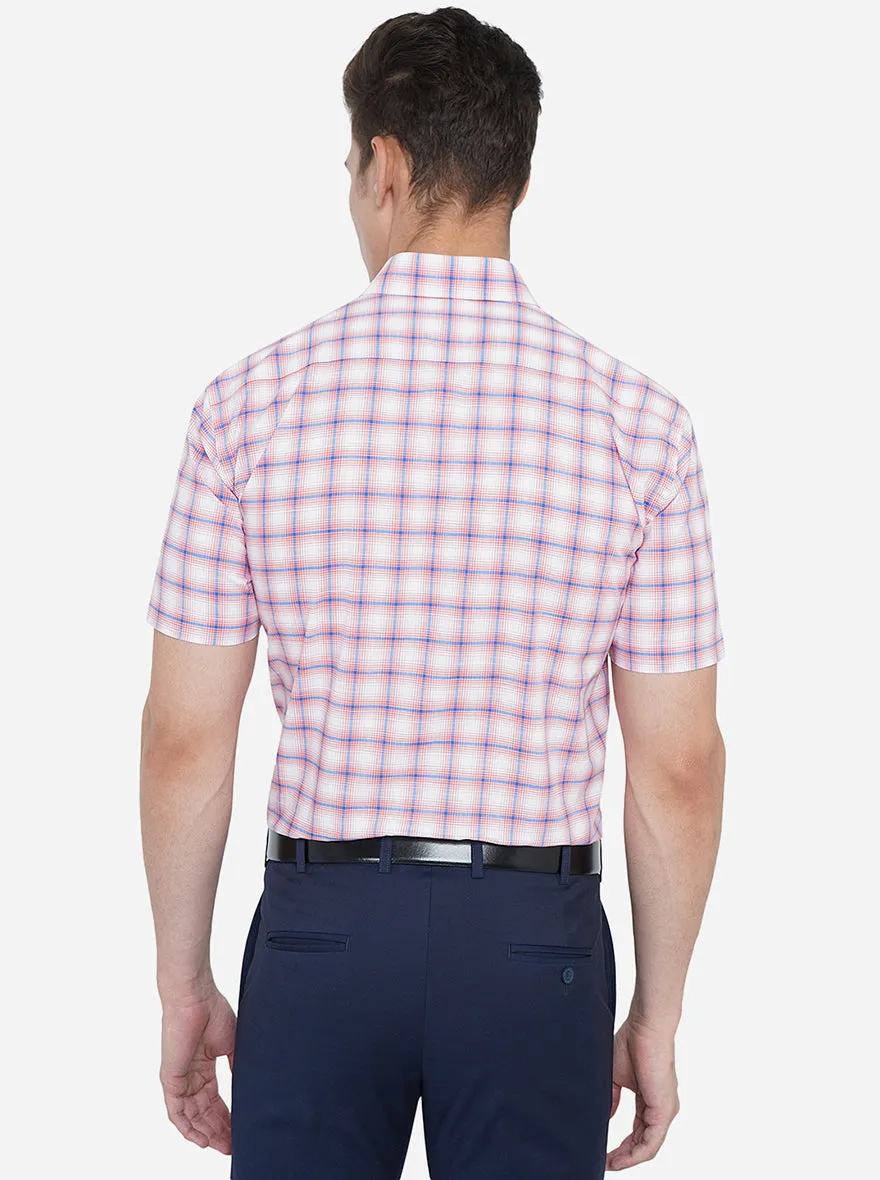 Orange Checked Regular Fit Formal Shirt | JadeBlue