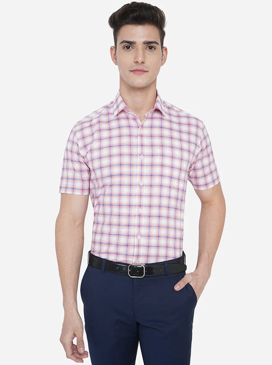 Orange Checked Regular Fit Formal Shirt | JadeBlue