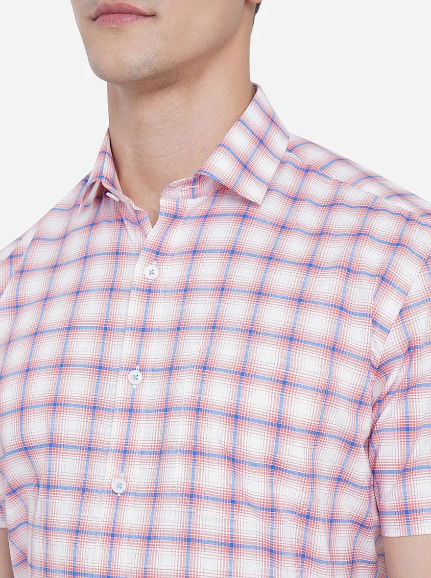 Orange Checked Regular Fit Formal Shirt | JadeBlue