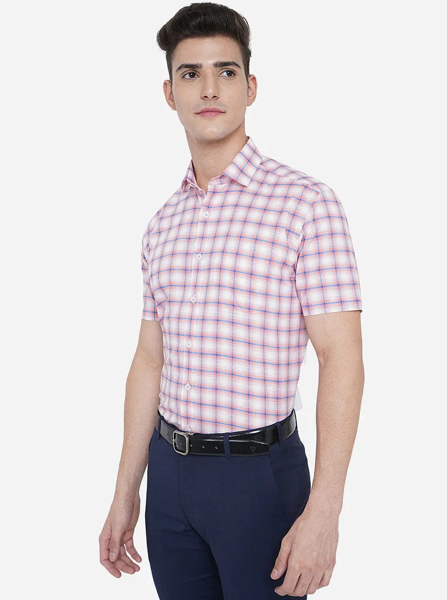 Orange Checked Regular Fit Formal Shirt | JadeBlue