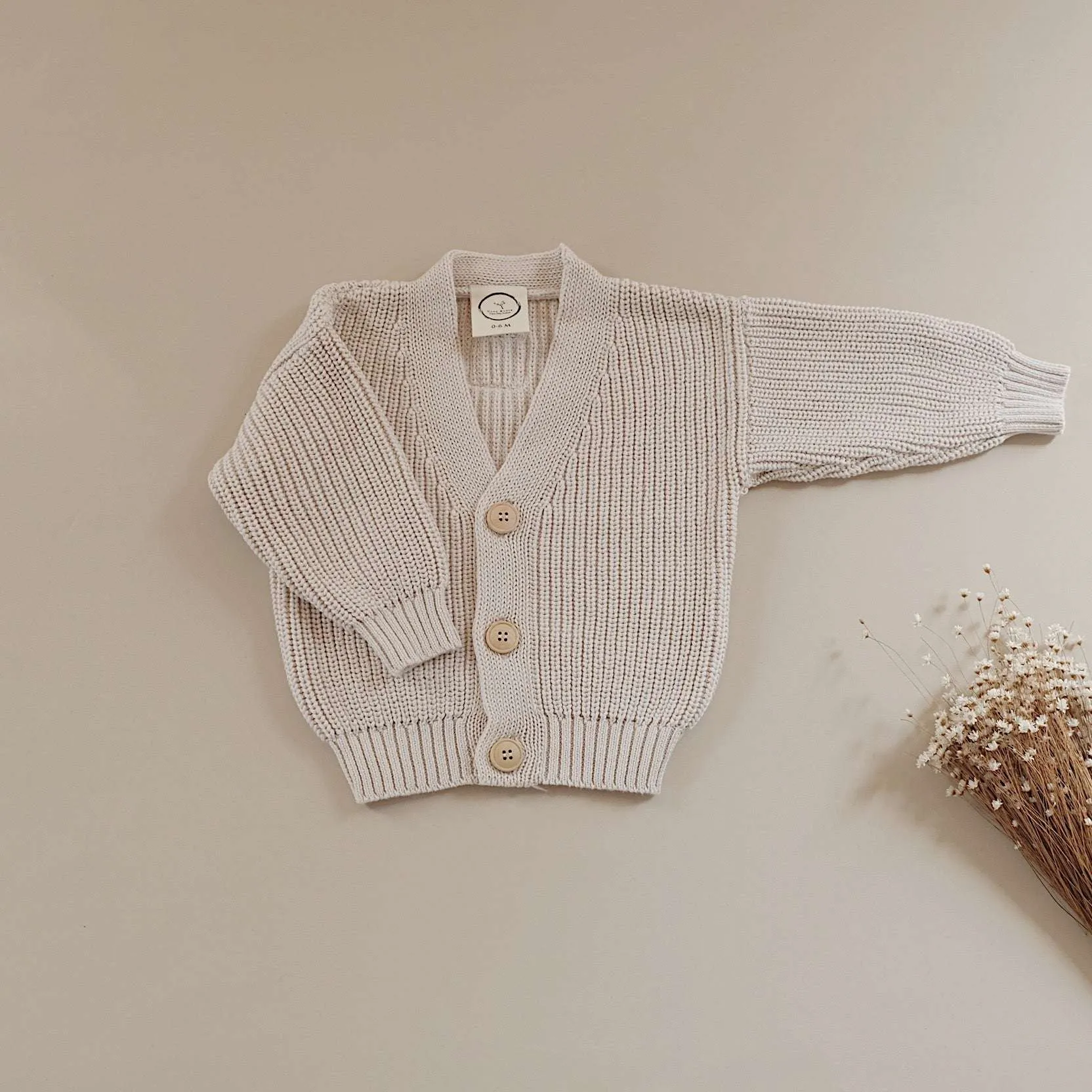 Organic Knit Cardigan - Sand