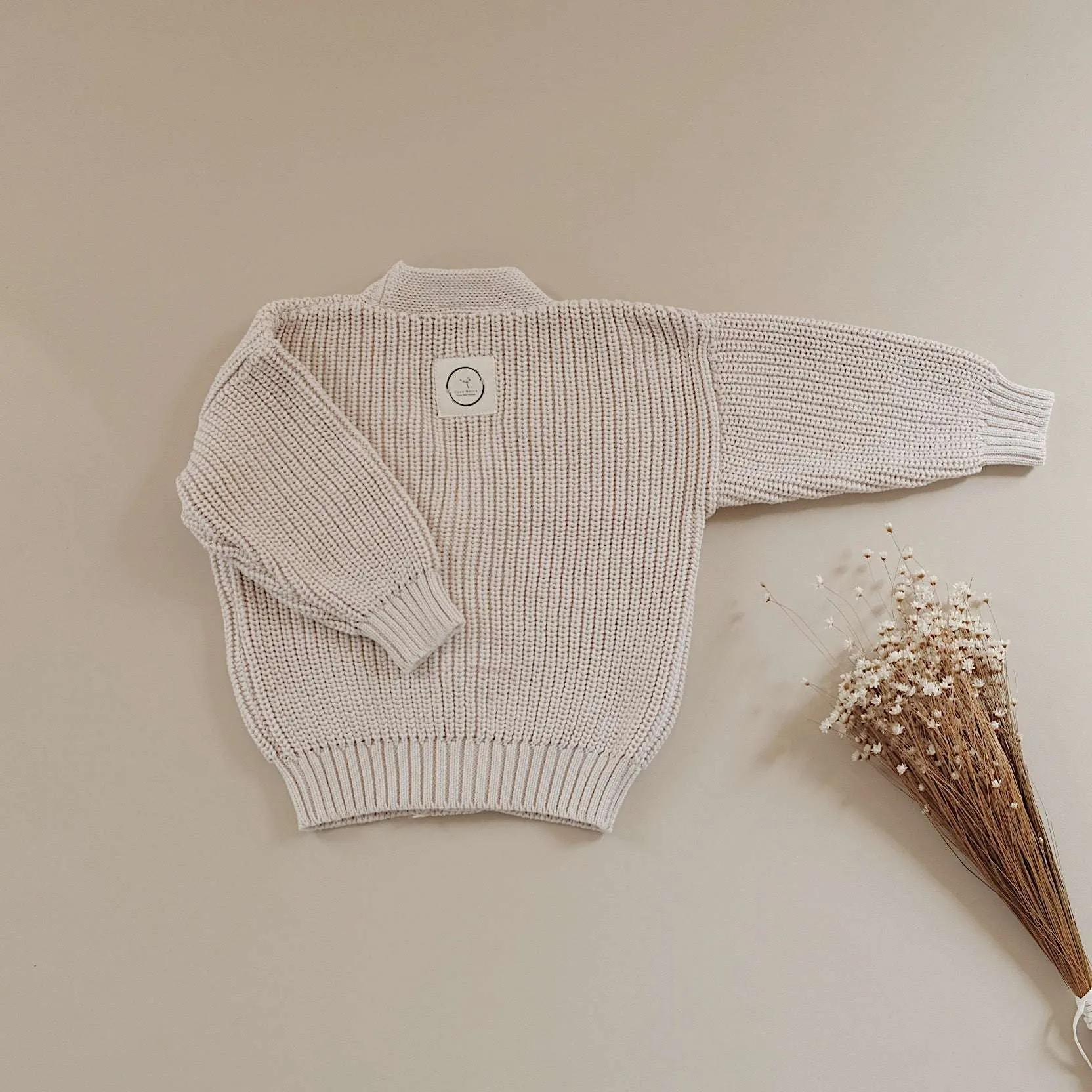 Organic Knit Cardigan - Sand