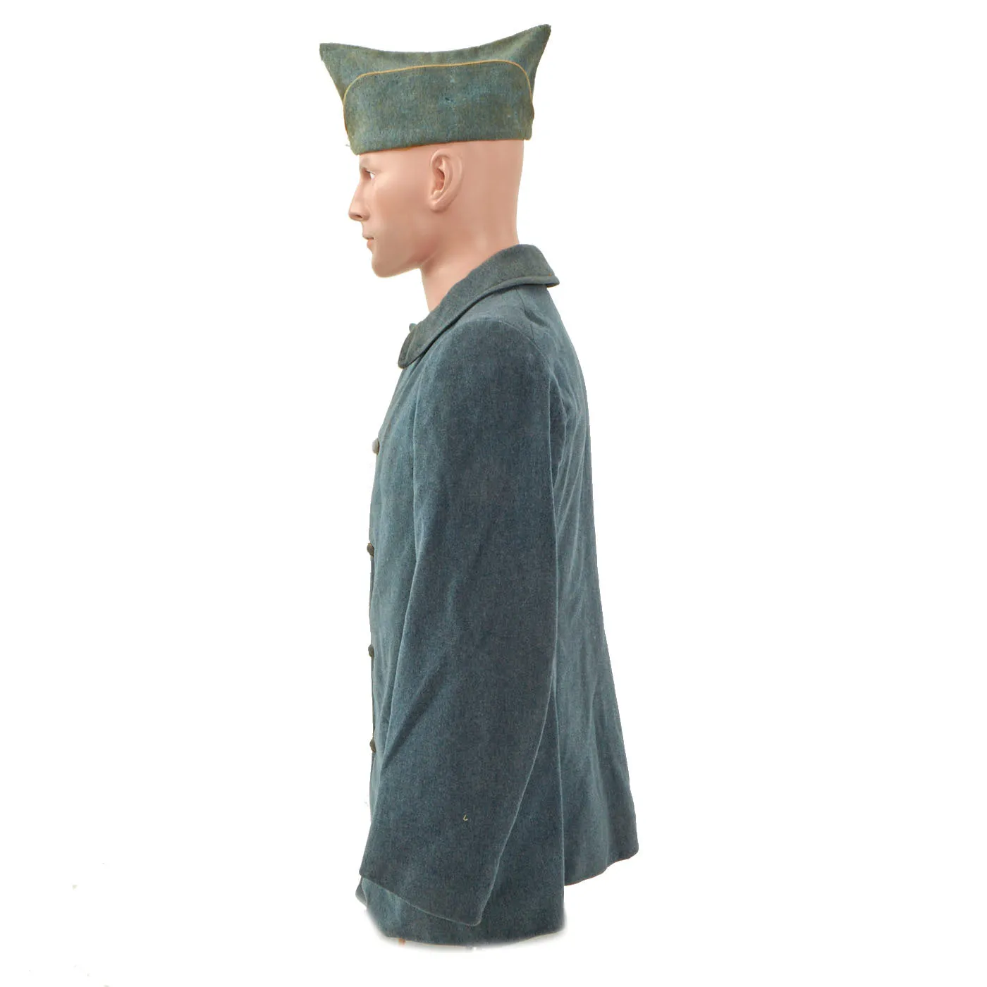 Original French WWI Horizon Blue Combat Tunic and Garrison Cover