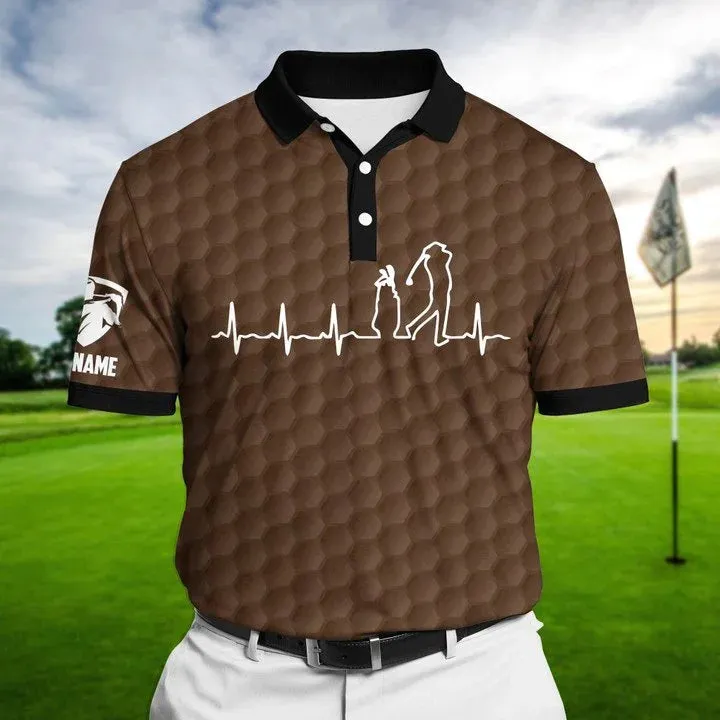 Personalized Heart Beat Golf Pattern Polo Shirts Multicolored, Best Shirt Golf For Men, Golf Polo Shirt