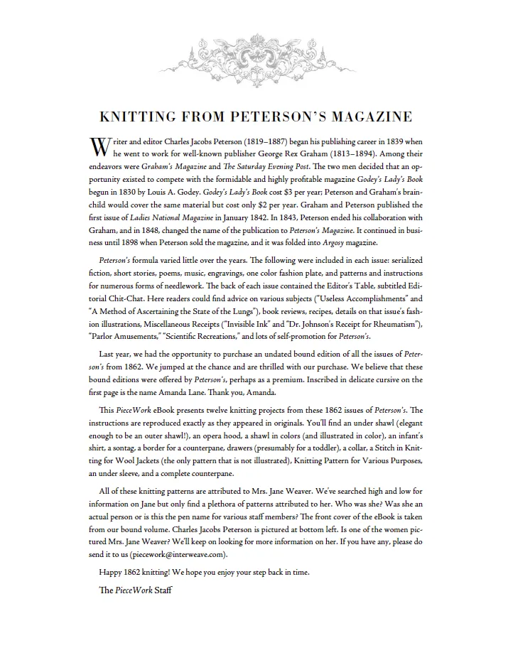 PieceWork Presents: Patterns from 1862 Peterson Magazine – eBook printed copy