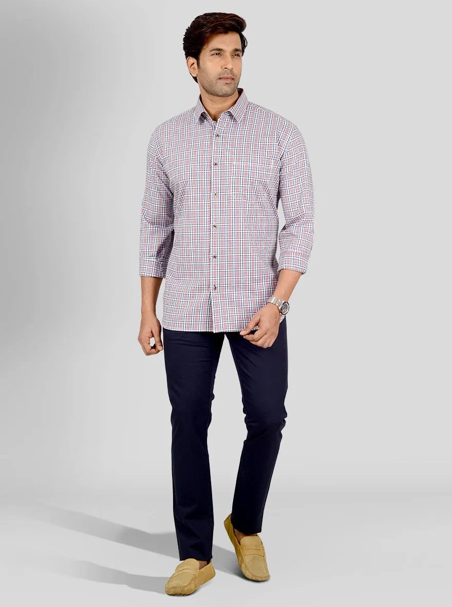 Red & Blue Checked Smart Fit Casual Shirt | Greenfibre