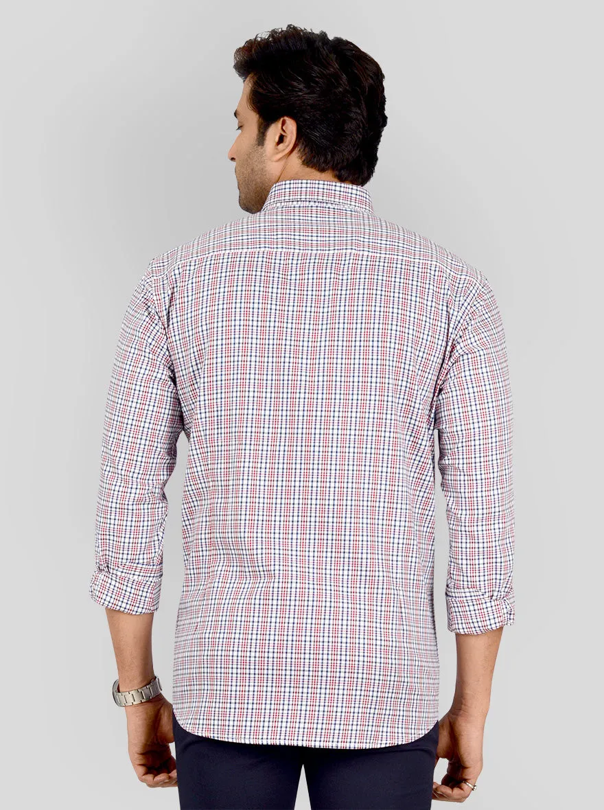 Red & Blue Checked Smart Fit Casual Shirt | Greenfibre