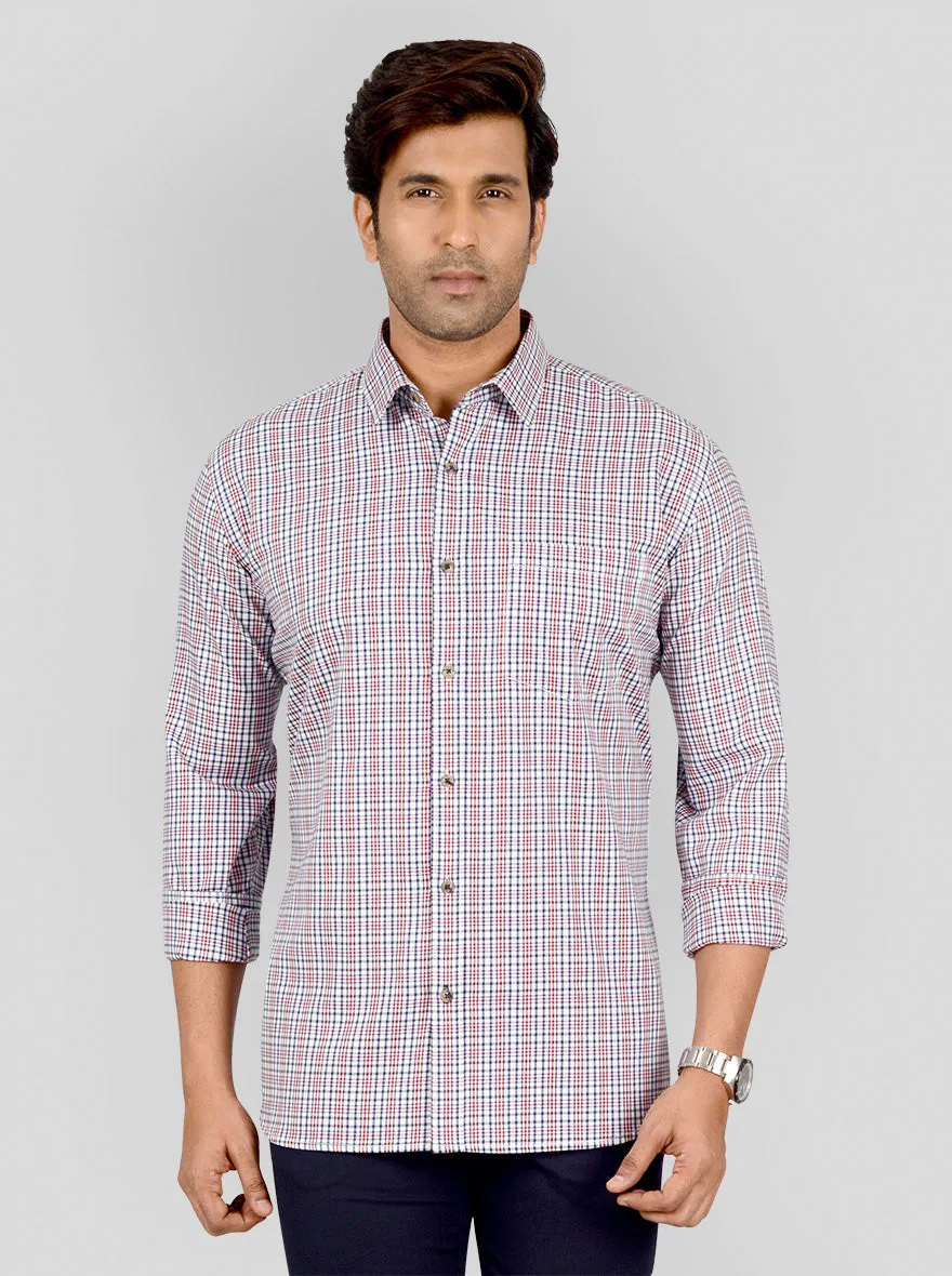 Red & Blue Checked Smart Fit Casual Shirt | Greenfibre