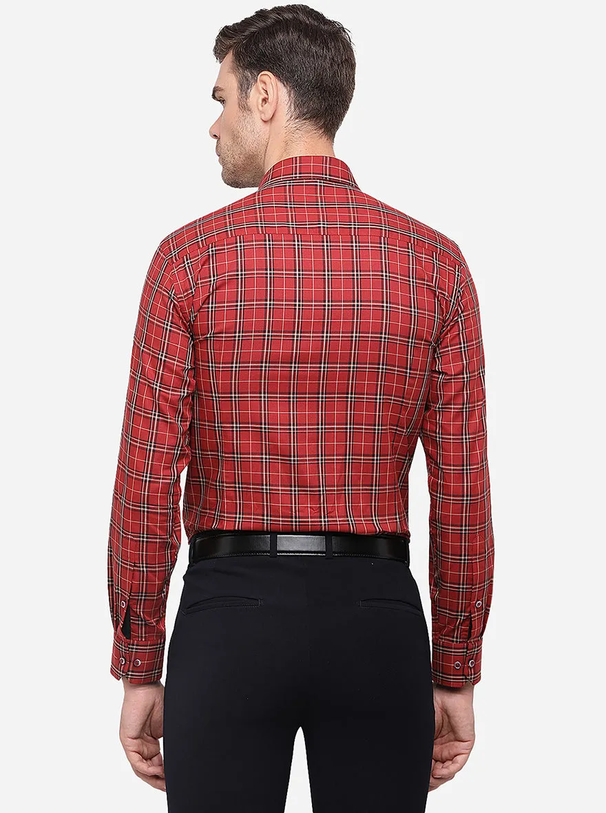 Red Checked Slim Fit Formal Shirt | Greenfibre