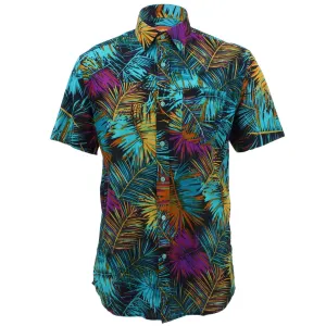 Regular Fit Short Sleeve Shirt - Palm Leaves