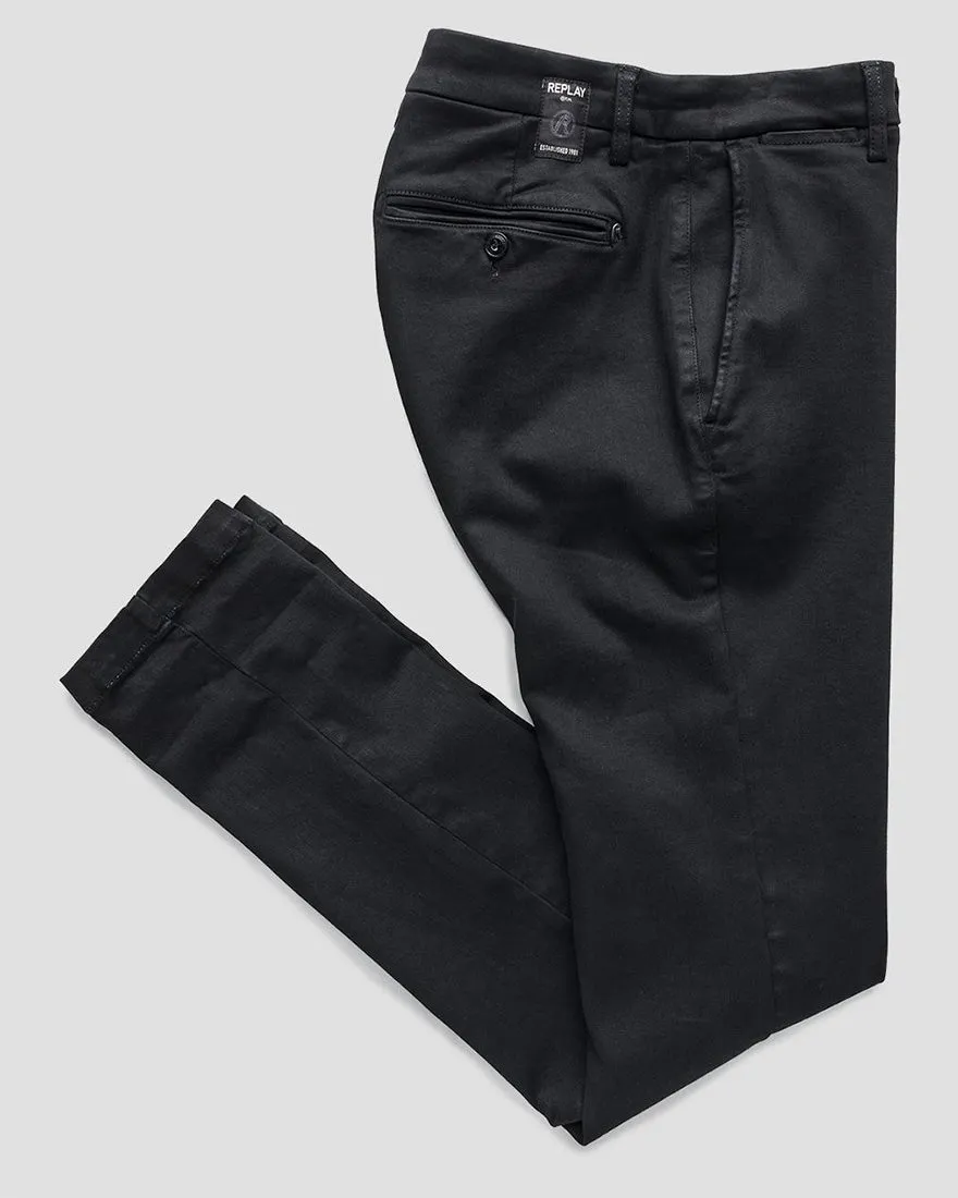 REPLAY R83669627L BLACK ZEUMAR CHINOS