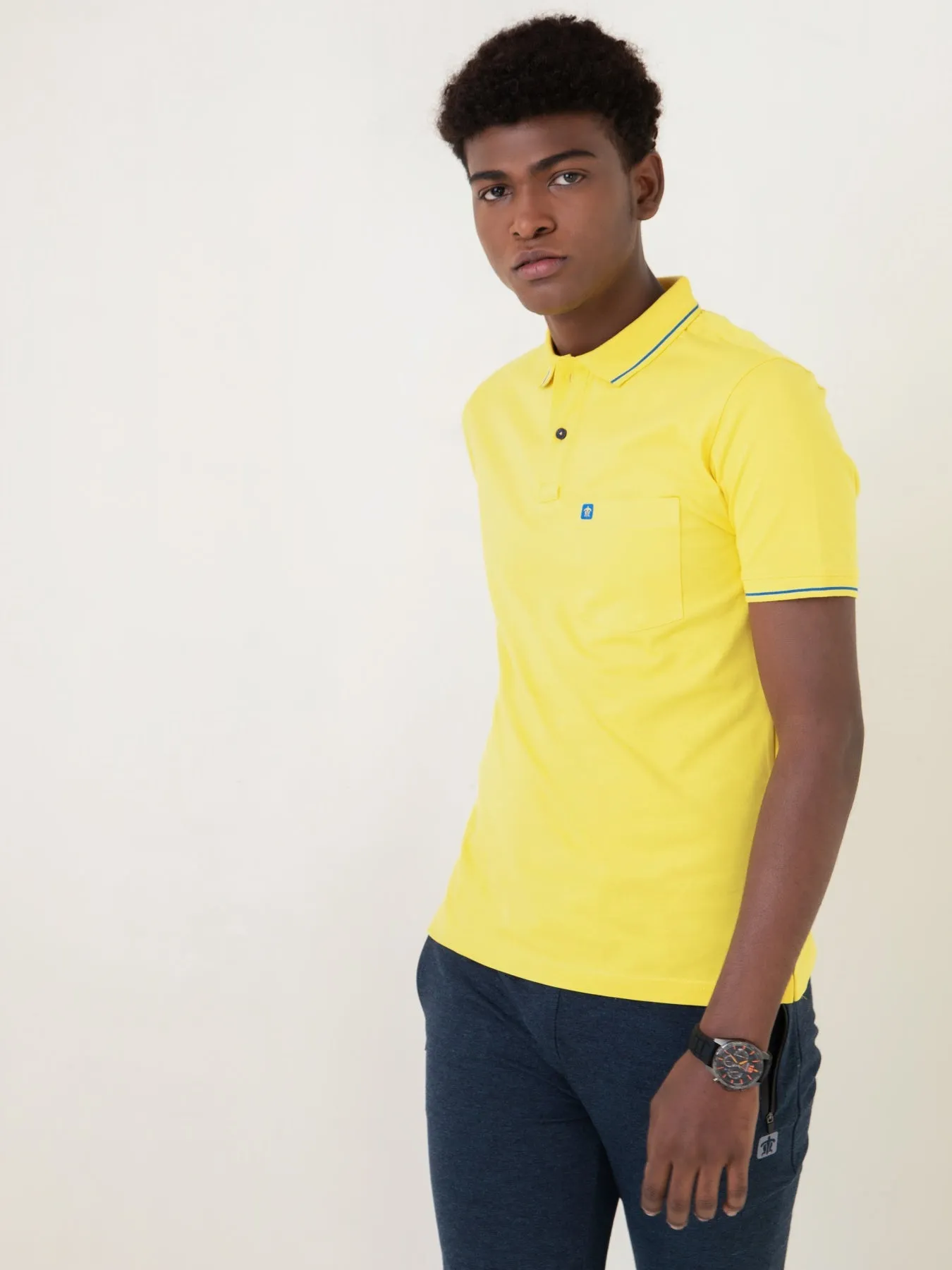 Royal Blue & Yellow Polo T-shirt For Men (Pack of 2)