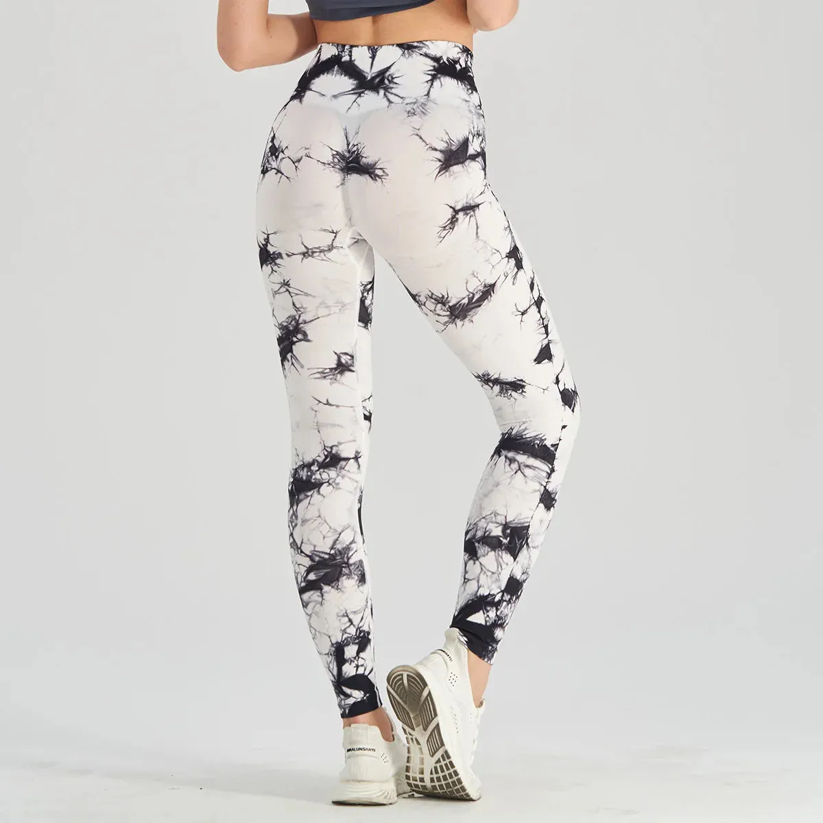 Seamless Tie Dye Scrunch Yoga Leggings For Women, High Waist and Tummy Control