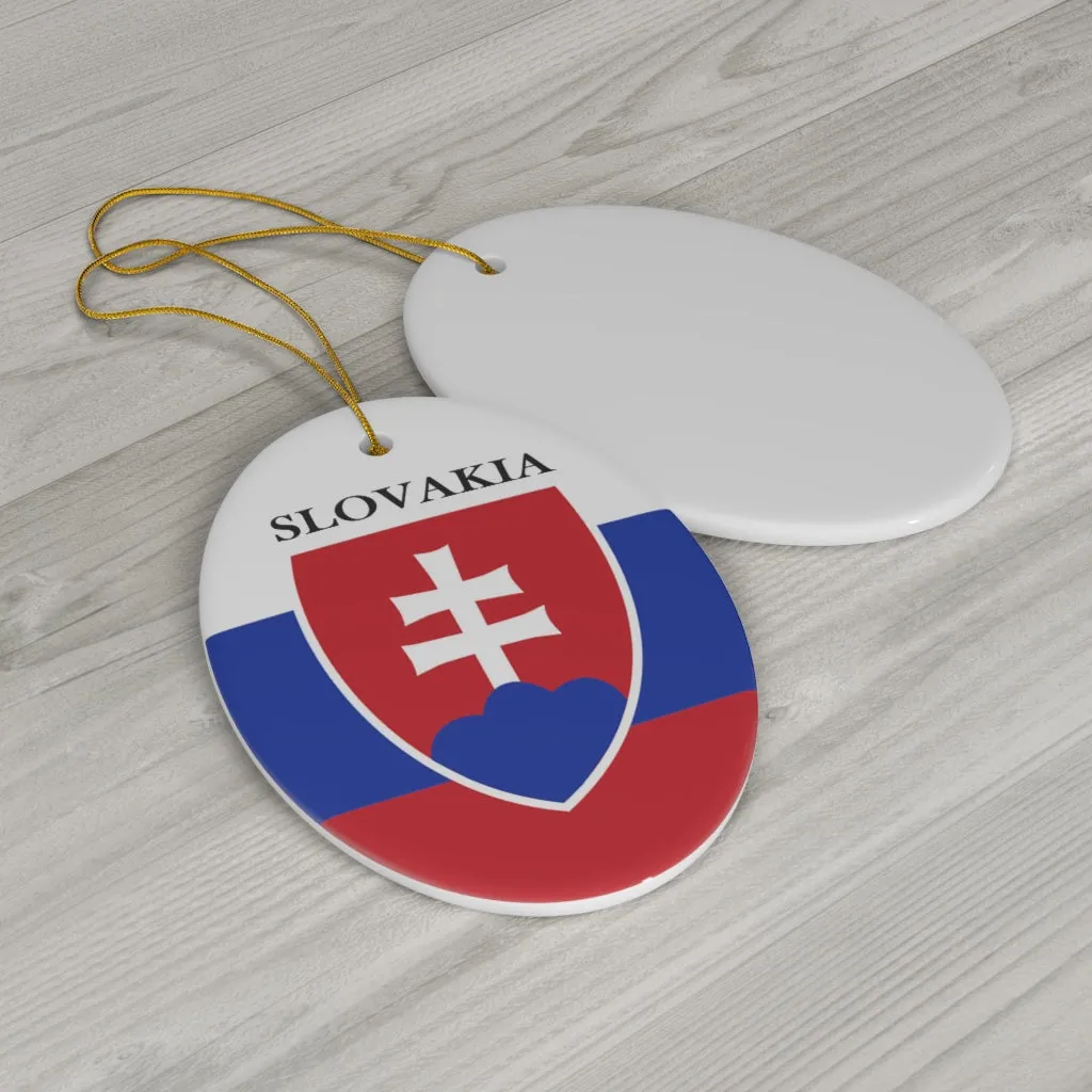 Slovakia Coat of Arms Crest Ceramic Ornament by Nature's Glow