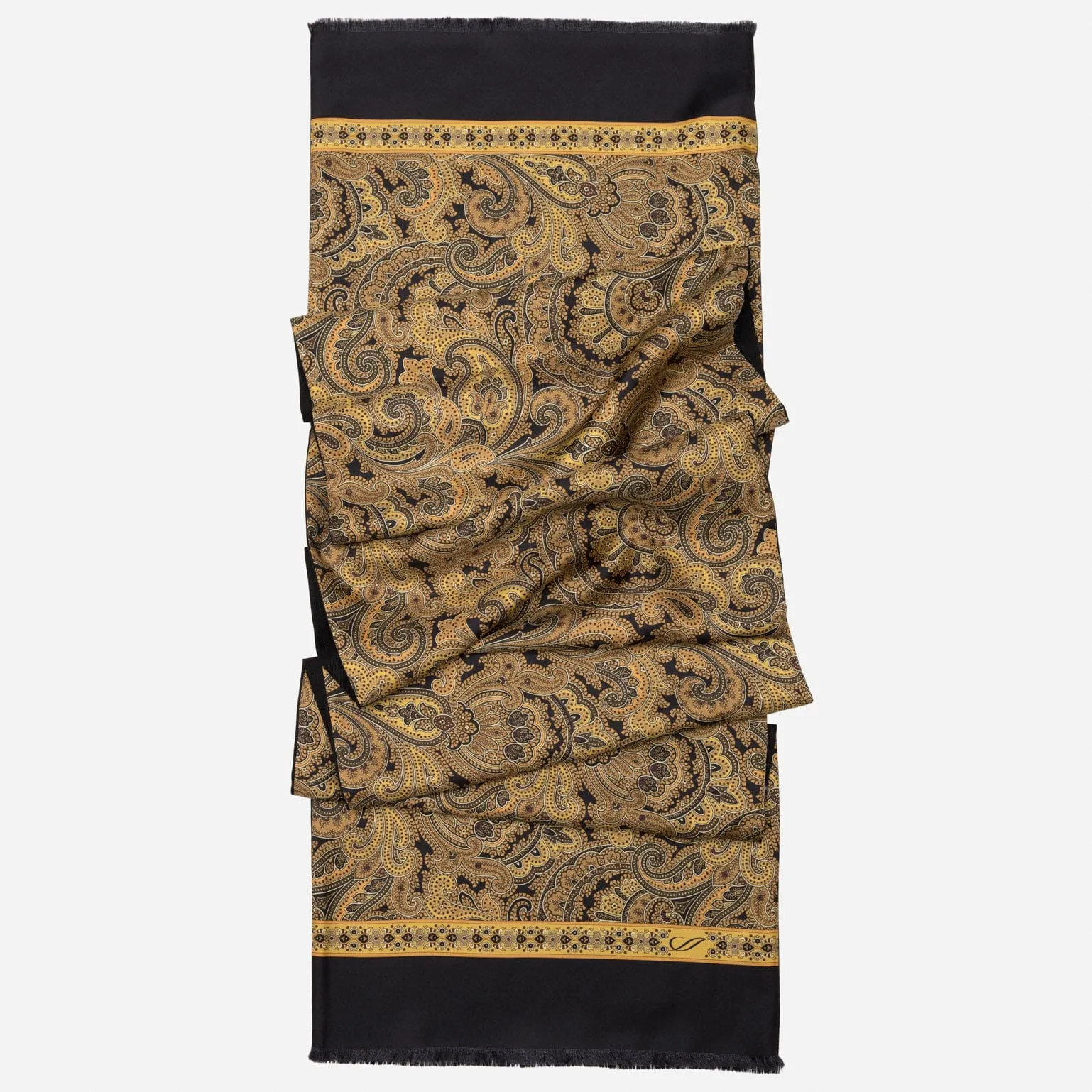 Sorrento - Wool Backed Silk Scarf - Gold & Black