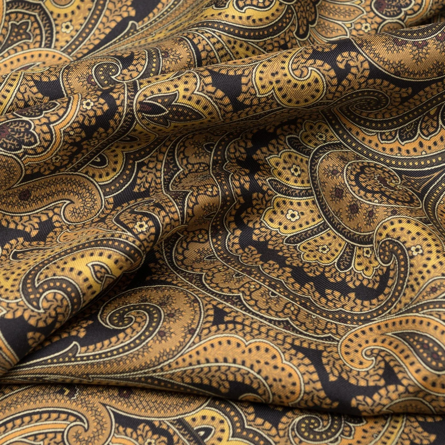 Sorrento - Wool Backed Silk Scarf - Gold & Black