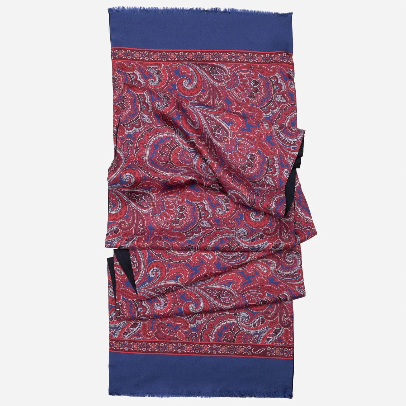 Sorrento - Wool Backed Silk Scarf - Red & Blue