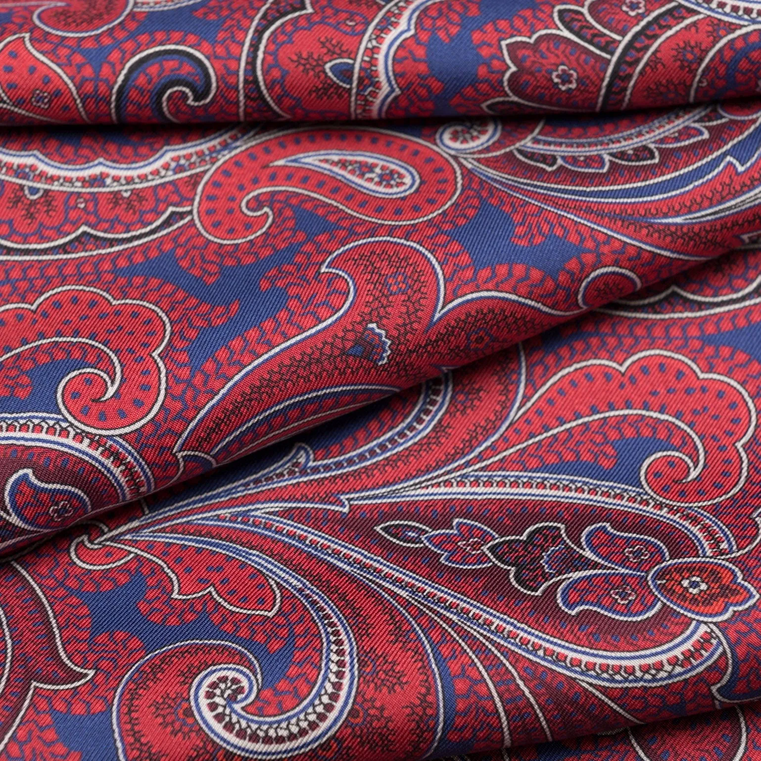 Sorrento - Wool Backed Silk Scarf - Red & Blue