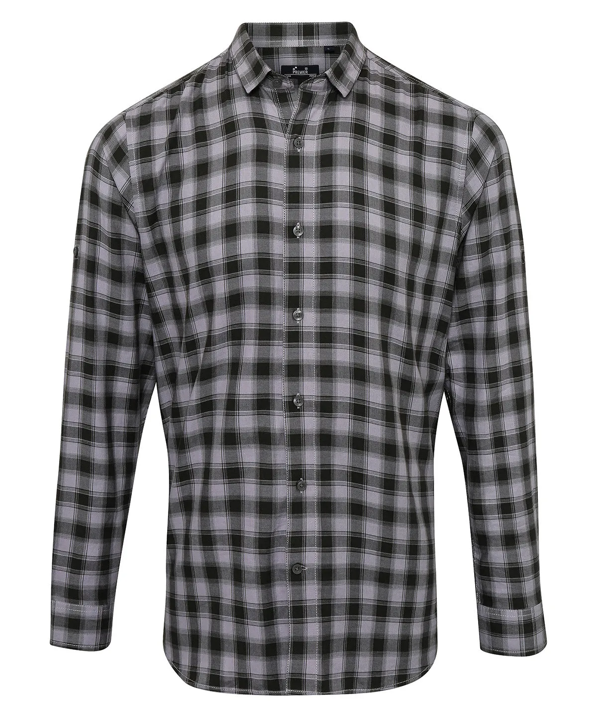 Steel/Black - Mulligan check cotton long sleeve shirt