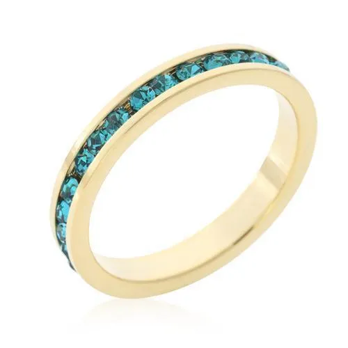 Stylish Stackables Turquoise Crystal Gold Ring