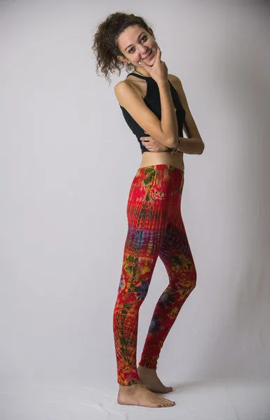 Super Soft Comfortable Womens Leggings Tie Dye Red