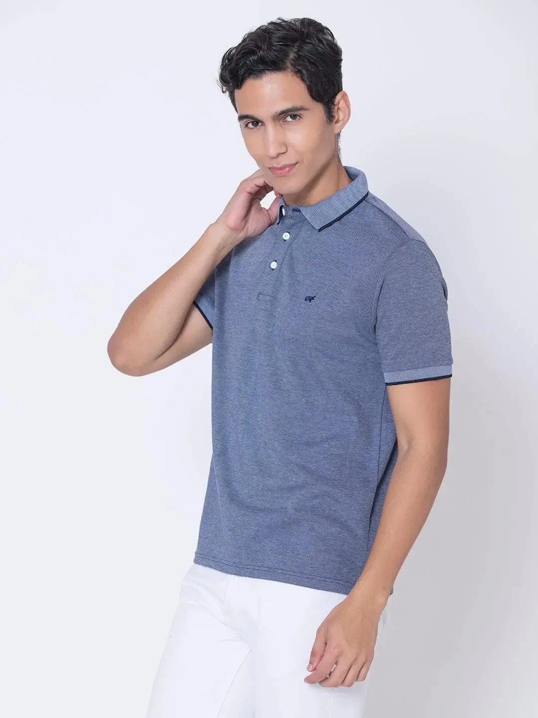 Textured Insignia Blue Polo Shirt