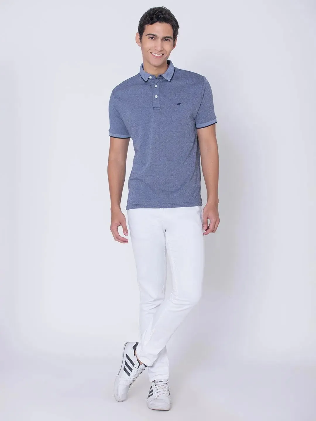 Textured Insignia Blue Polo Shirt