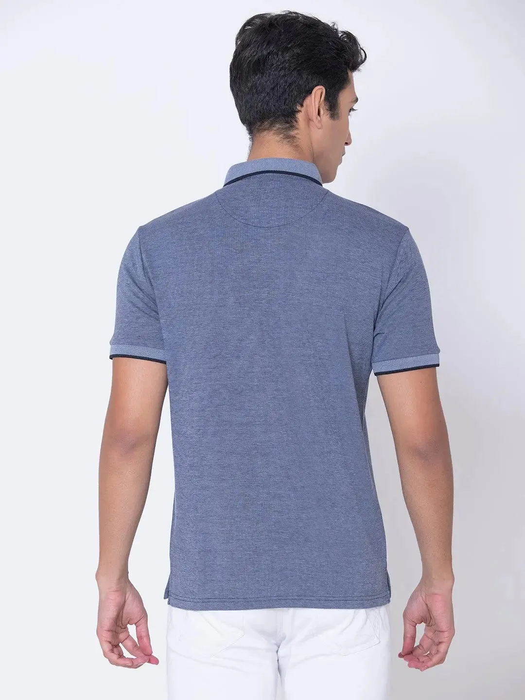 Textured Insignia Blue Polo Shirt