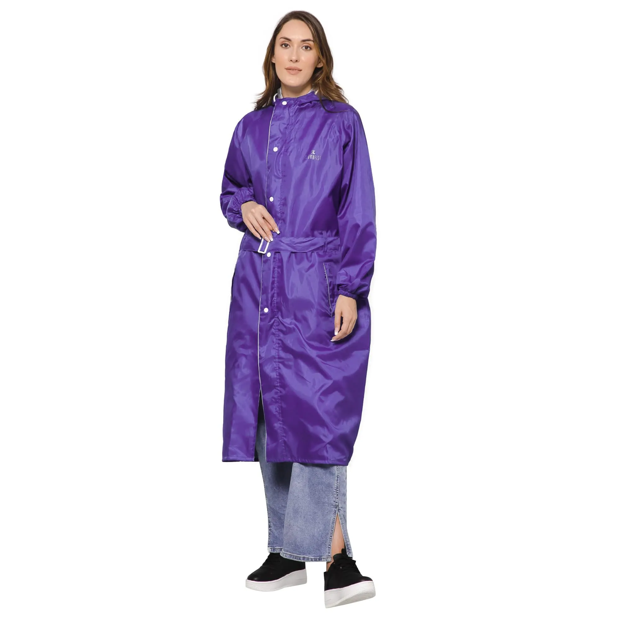 THE CLOWNFISH Raincoats for Women Rain Coat for Women Raincoat for Ladies Waterproof Reversible Double Layer. Drizzle Diva Series (Purple, XXX-Large)