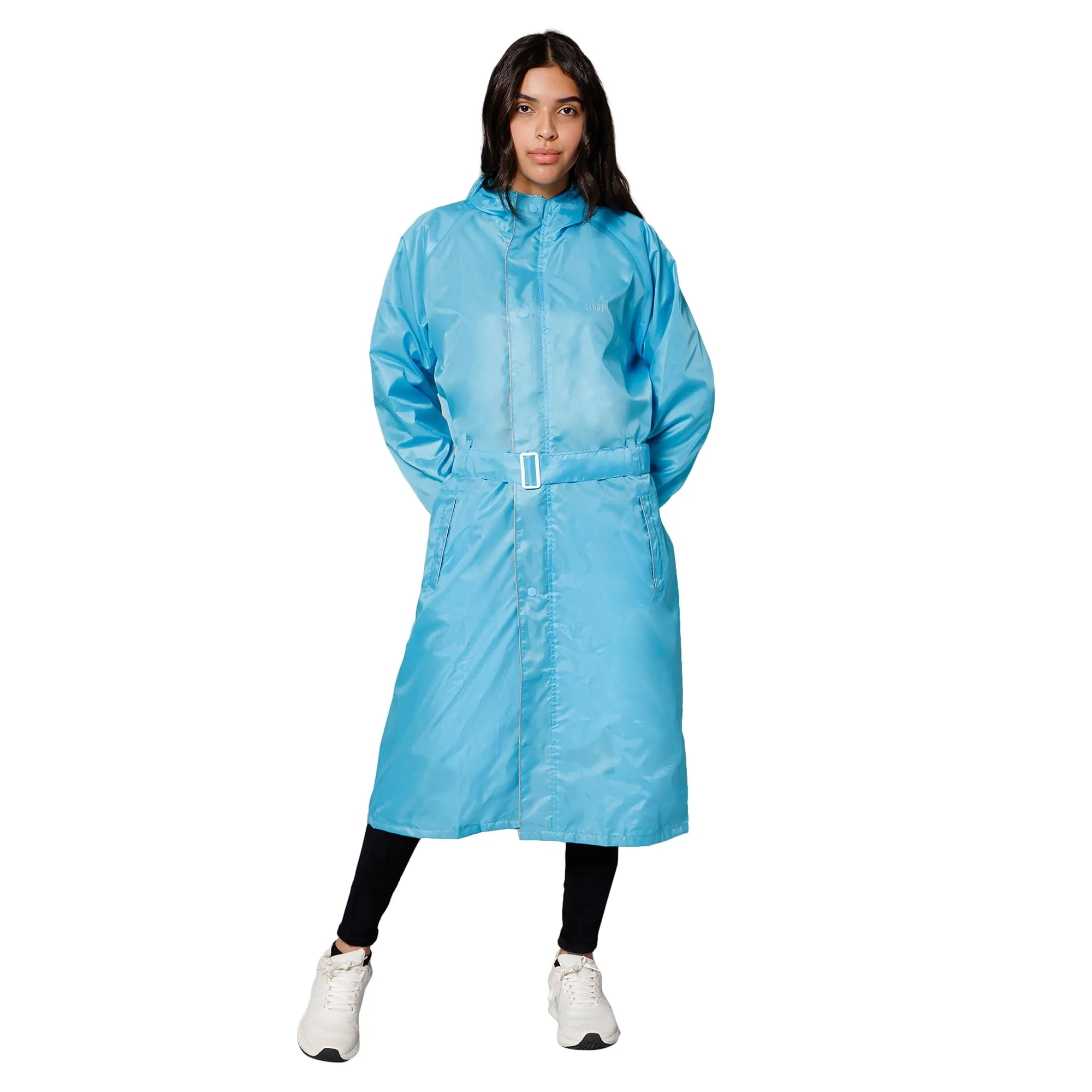 THE CLOWNFISH Raincoats for Women Raincoat for Ladies Waterproof Reversible Double Layer. Drizzle Diva Series (Turquiose Blue, X-Large)