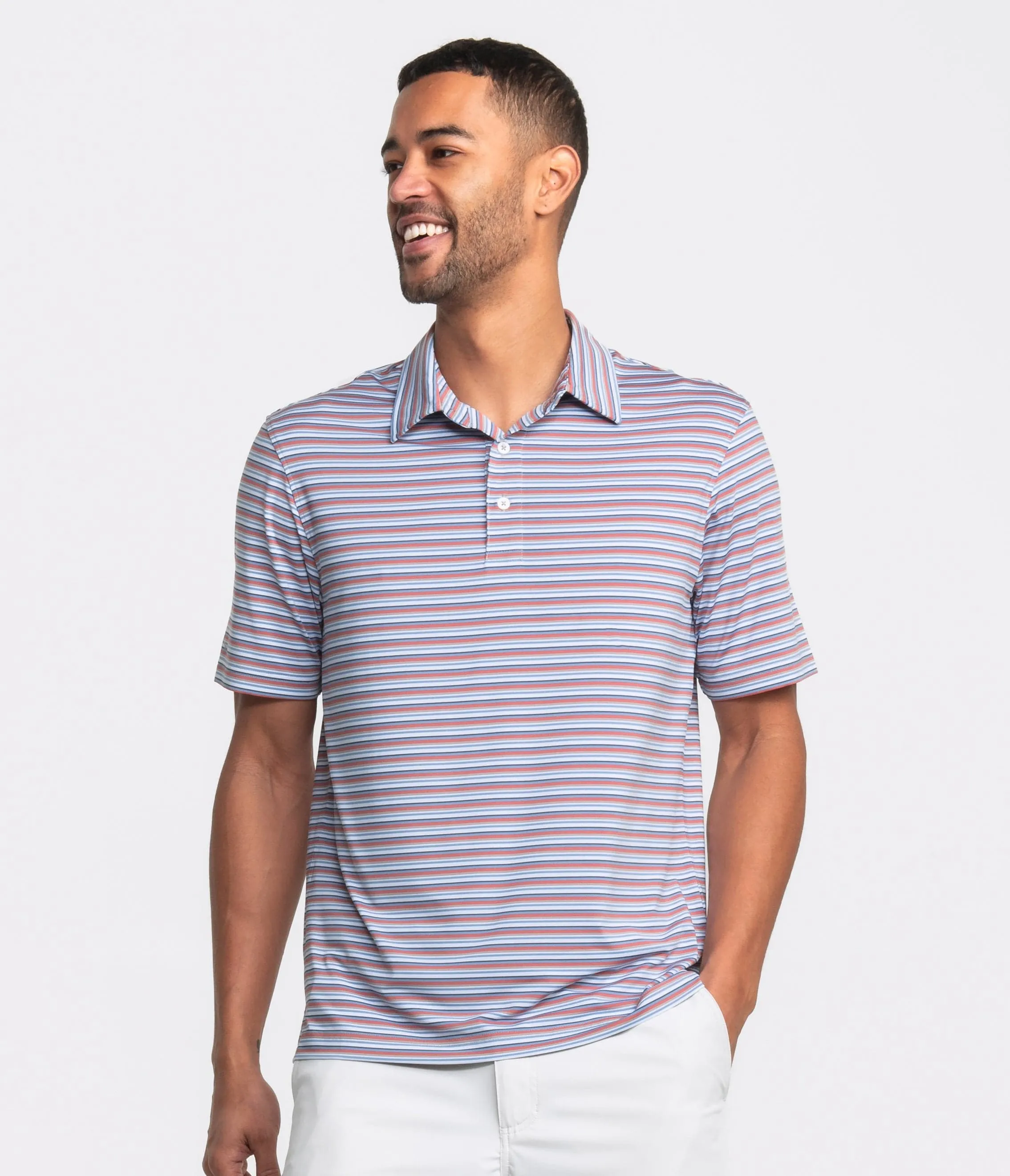 Tybee Stripe Polo - Red Herring