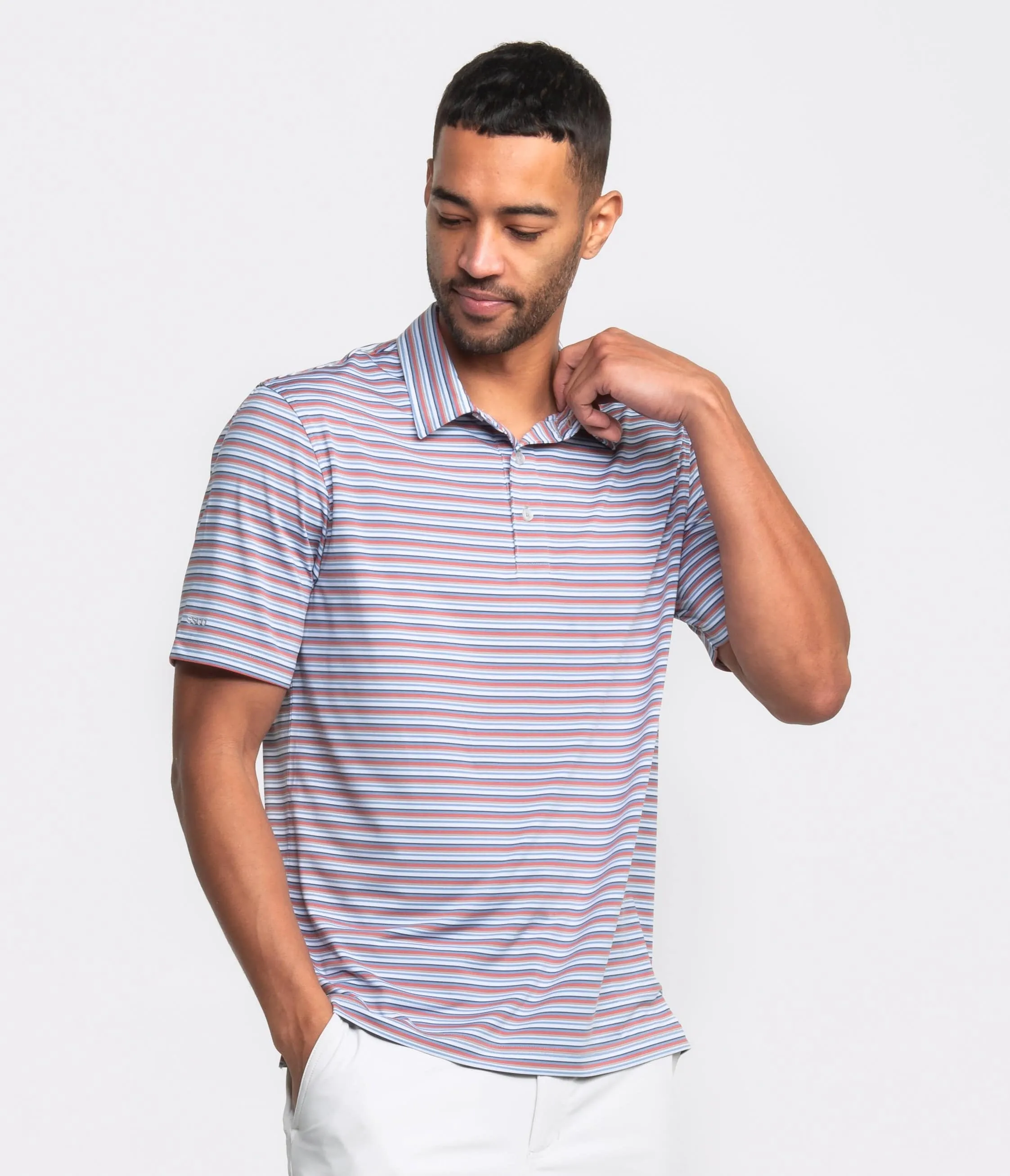 Tybee Stripe Polo - Red Herring